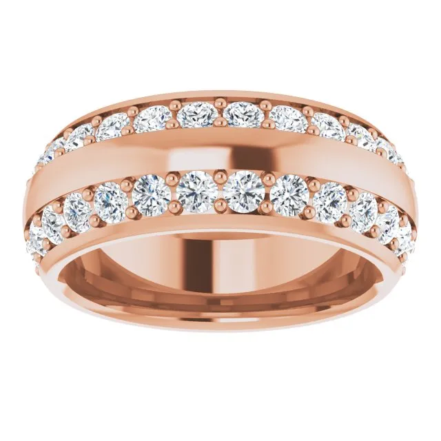 2.16 ct. Round Diamond Eternity Band Wide Double Row Diamond Ring