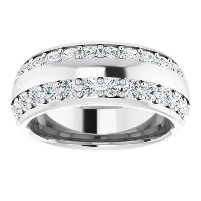 2.16 ct. Round Diamond Eternity Band Wide Double Row Diamond Ring