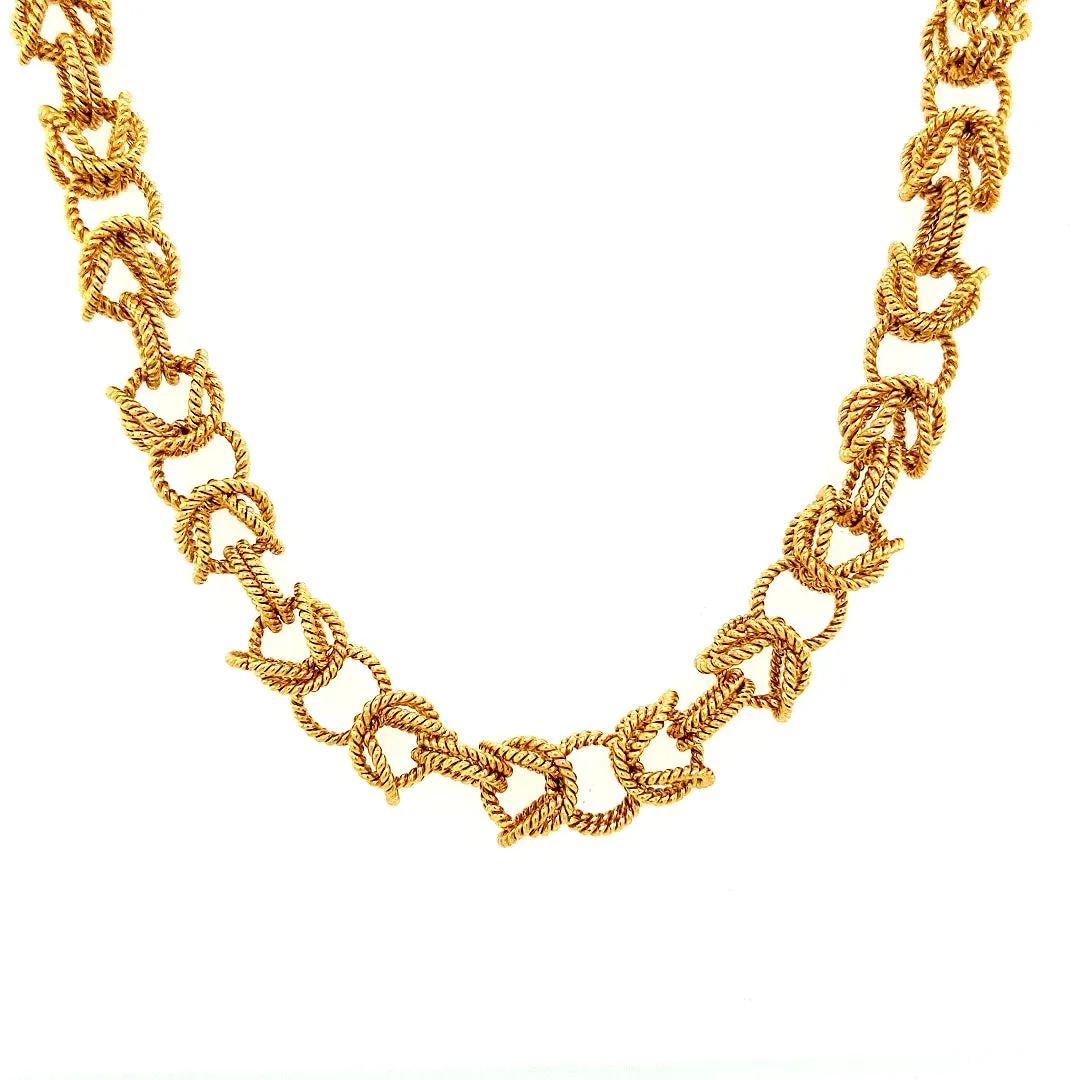 22.25" Handcrafted 24K Gold Vermeil 8.5mm Loose Byzantine Pattern Necklace with Toggle Clasp