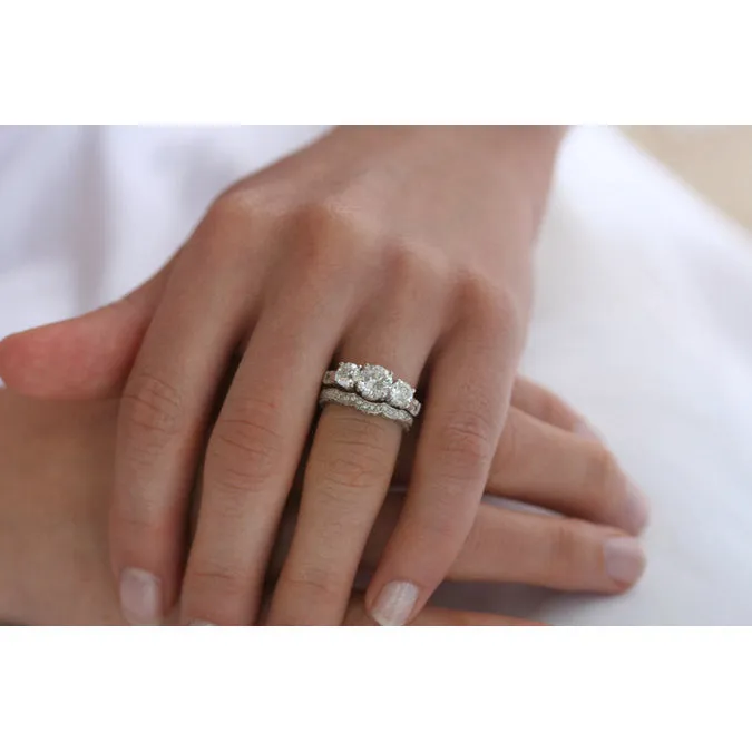 2.85CT Round Cut Wedding Ring Set Engagement Diamond Simulated CZ 925 Sterling Silver