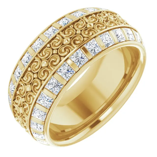 3.12 ct. Princess Diamond Eternity Band Vintage Inspired Ring