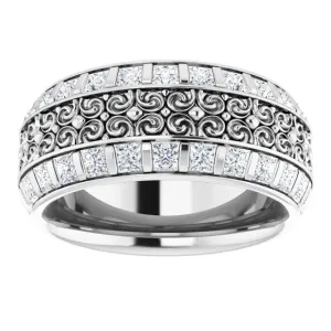 3.12 ct. Princess Diamond Eternity Band Vintage Inspired Ring