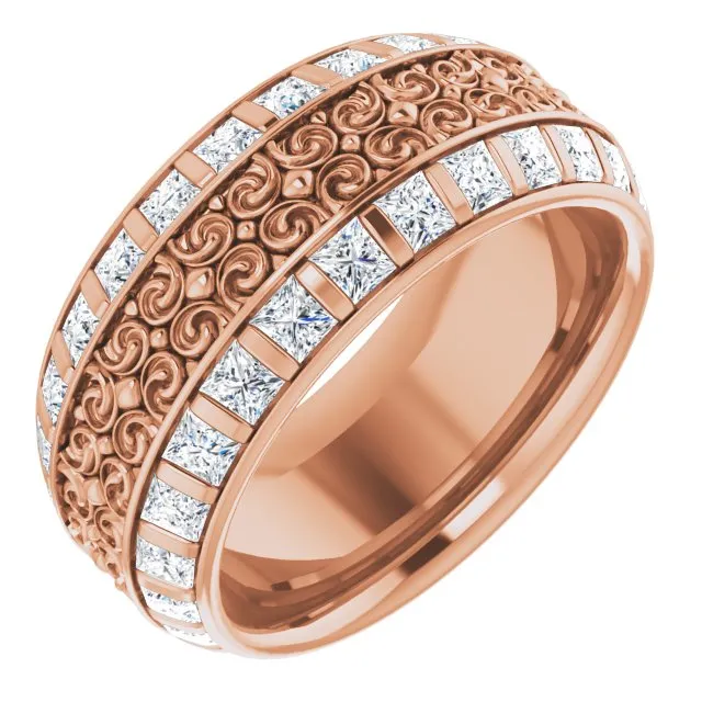 3.12 ct. Princess Diamond Eternity Band Vintage Inspired Ring