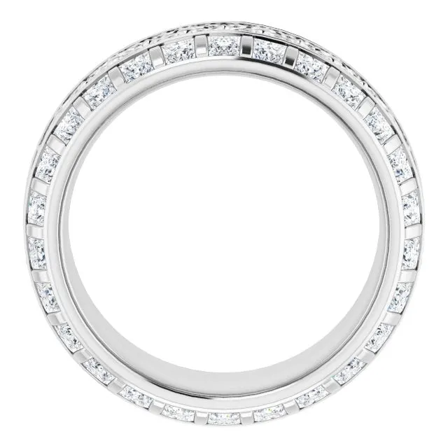 3.12 ct. Princess Diamond Eternity Band Vintage Inspired Ring