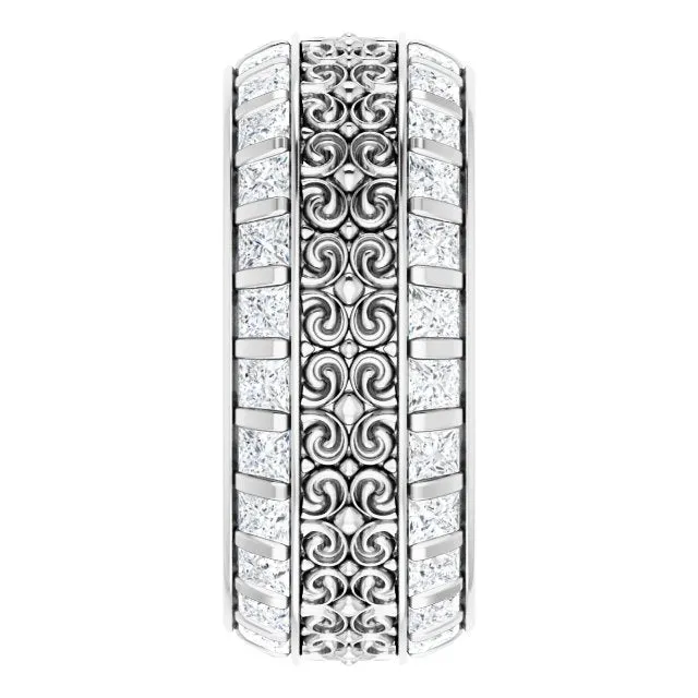 3.12 ct. Princess Diamond Eternity Band Vintage Inspired Ring