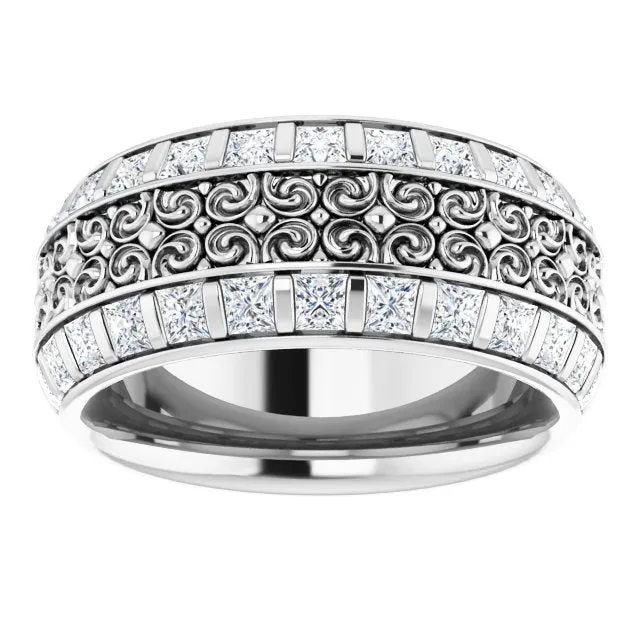 3.12 ct. Princess Diamond Eternity Band Vintage Inspired Ring