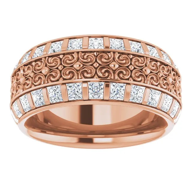 3.12 ct. Princess Diamond Eternity Band Vintage Inspired Ring