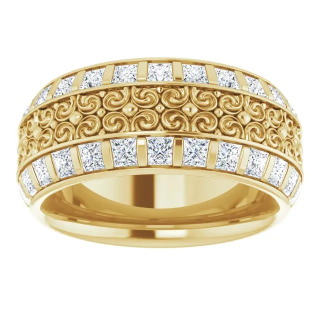 3.12 ct. Princess Diamond Eternity Band Vintage Inspired Ring