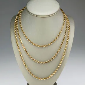 4.5mm Wide Alternating Oval and Knot Link 54" Chain Necklace in 14K Yellow Gold
