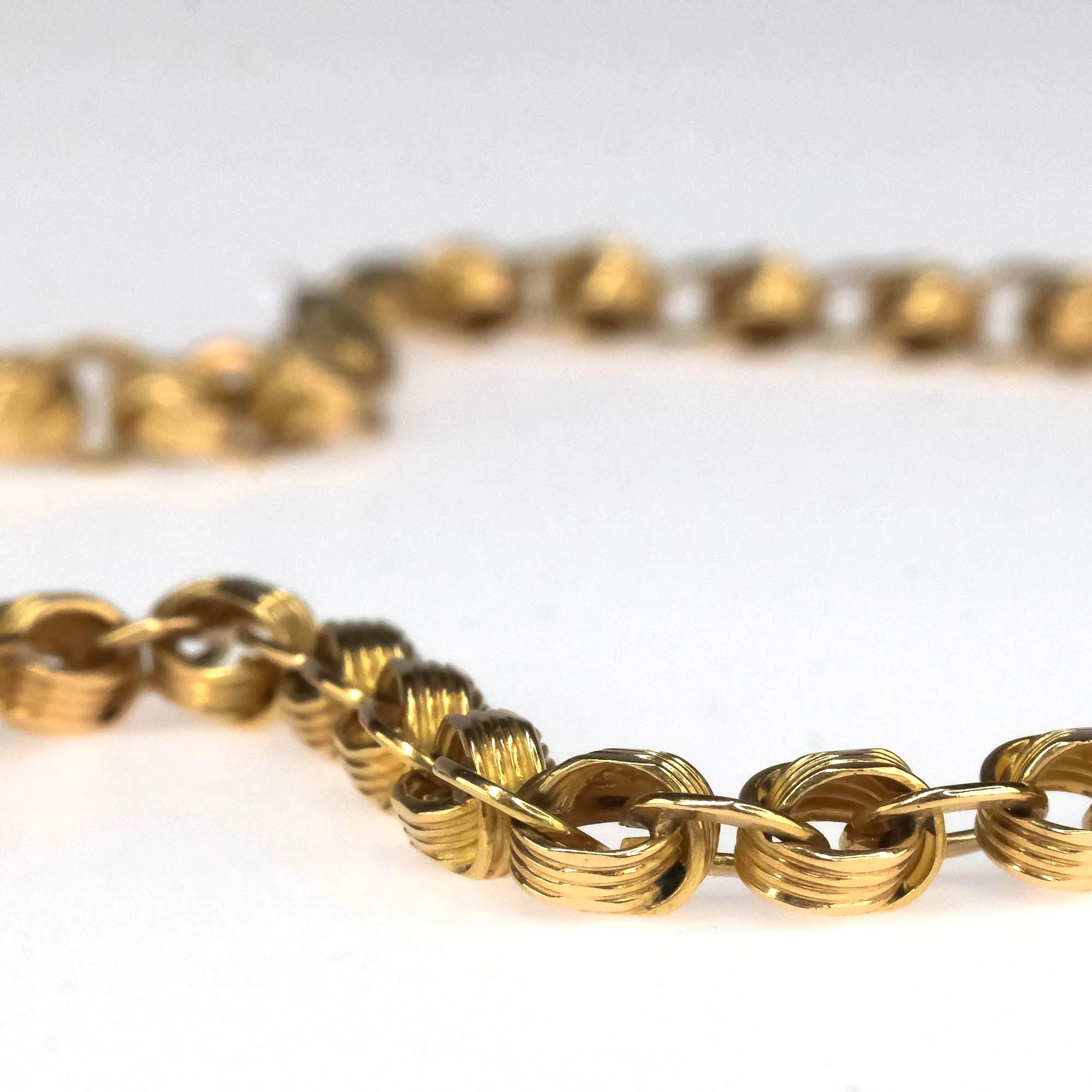 4.5mm Wide Alternating Oval and Knot Link 54" Chain Necklace in 14K Yellow Gold