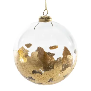 4.75" GLASS BALL CLEAR GOLD ORNAMENT