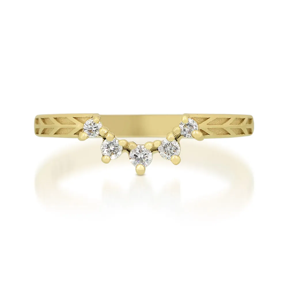 5 Diamond Arrow Contour Band 14k Yellow Gold