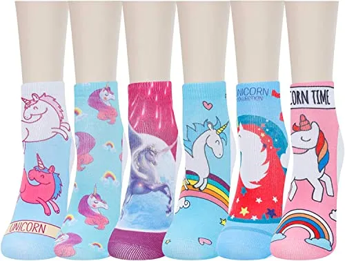 6 Pairs Women's 3D Print Low CutUnicorn Socks Unicorn Gifts For Unicorn Lovers Mom Women