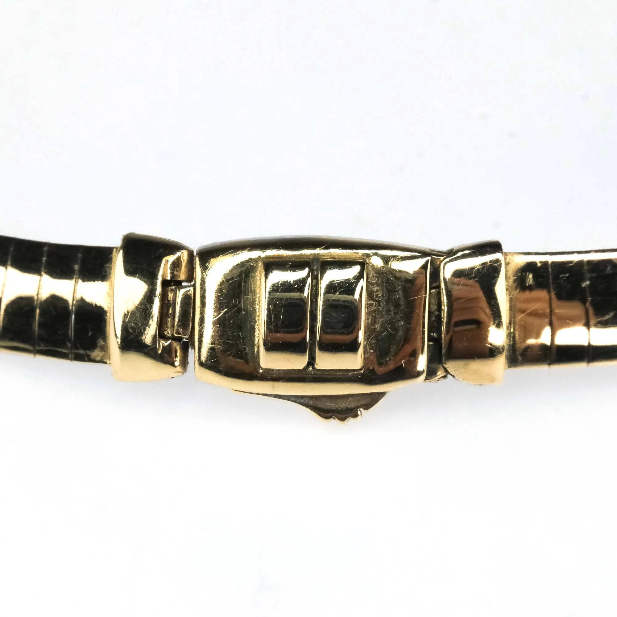 6mm Wide Omega Link 16.5" Chain Necklace in 14K Two Tone Gold