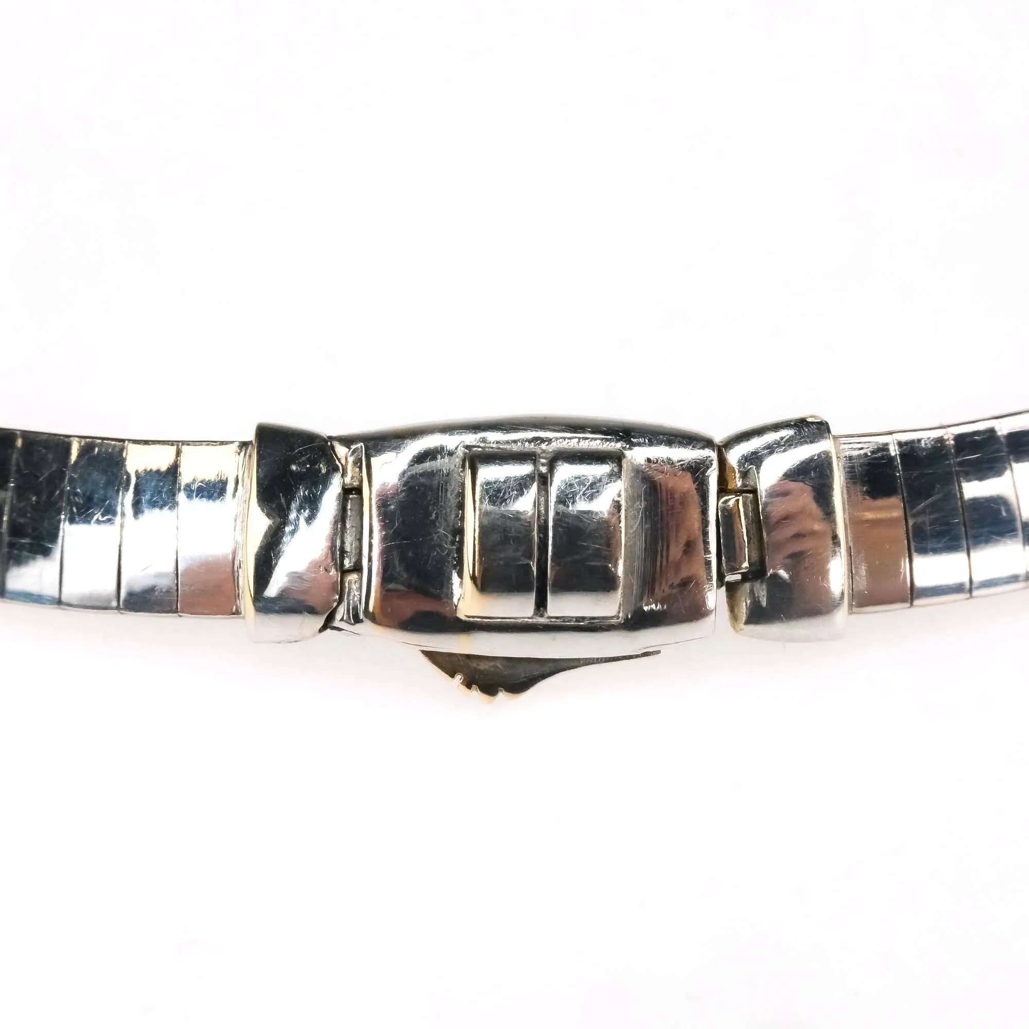 6mm Wide Omega Link 16.5" Chain Necklace in 14K Two Tone Gold