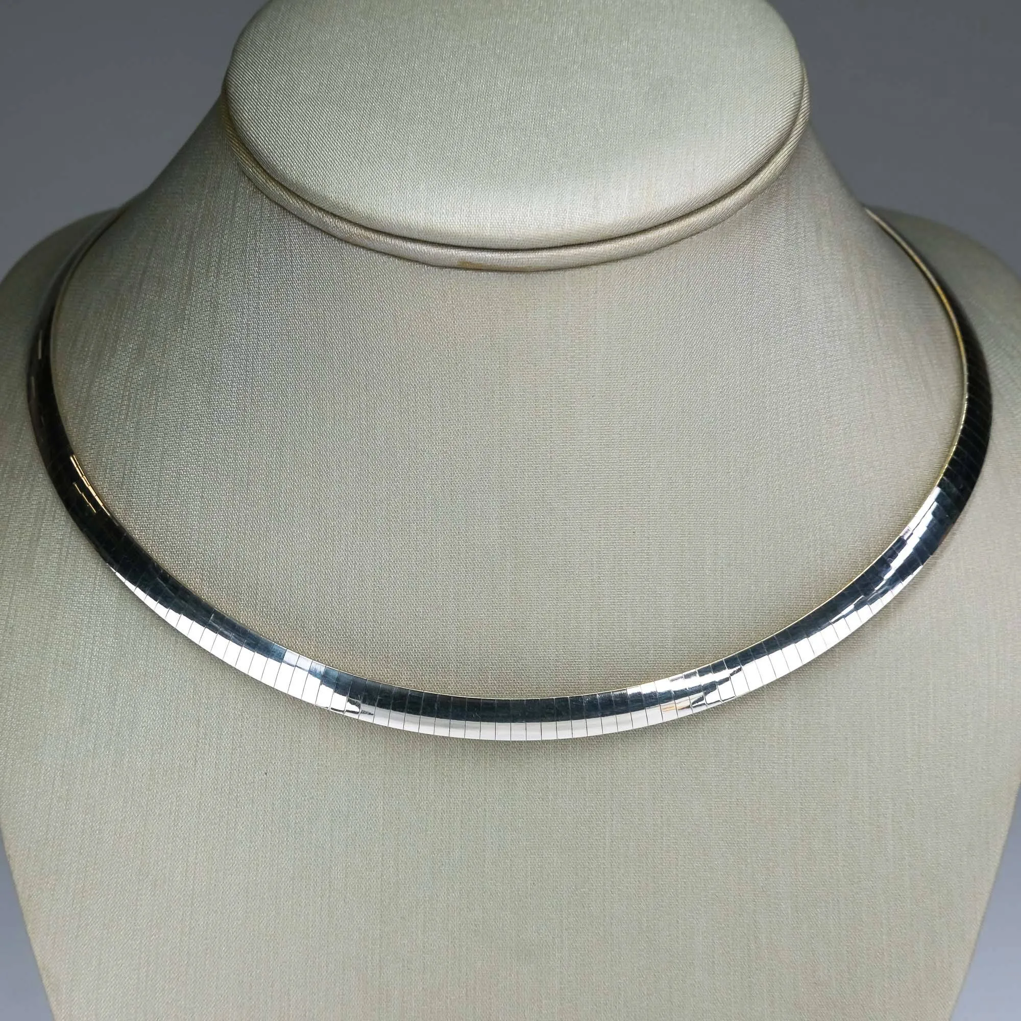 6mm Wide Omega Link 16.5" Chain Necklace in 14K Two Tone Gold