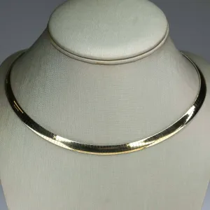 6mm Wide Omega Link 16.5" Chain Necklace in 14K Two Tone Gold