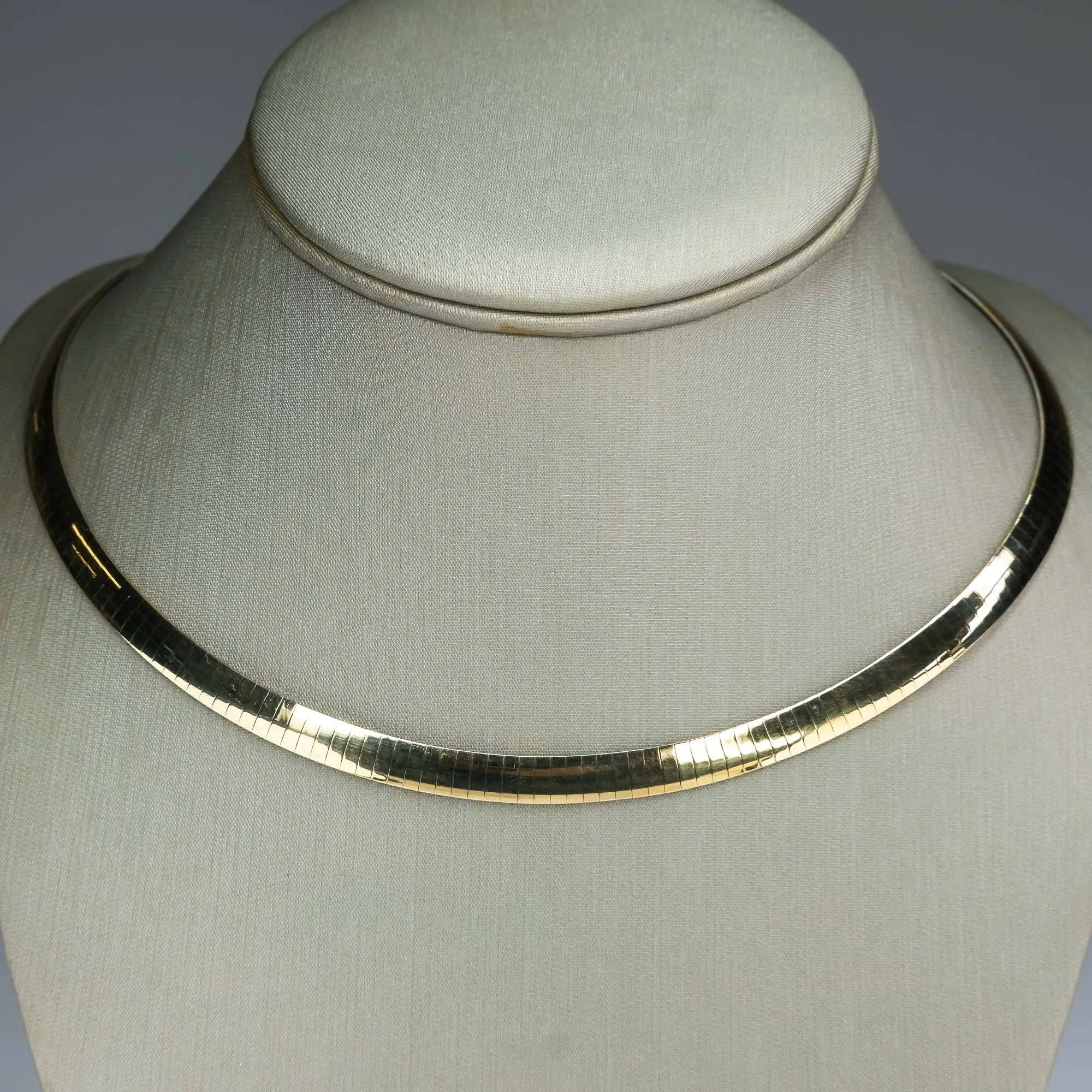 6mm Wide Omega Link 16.5" Chain Necklace in 14K Two Tone Gold