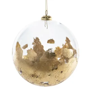 6" GLASS BALL CLEAR GOLD ORNAMENT