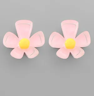 Acrylic Flower Studs - Pink