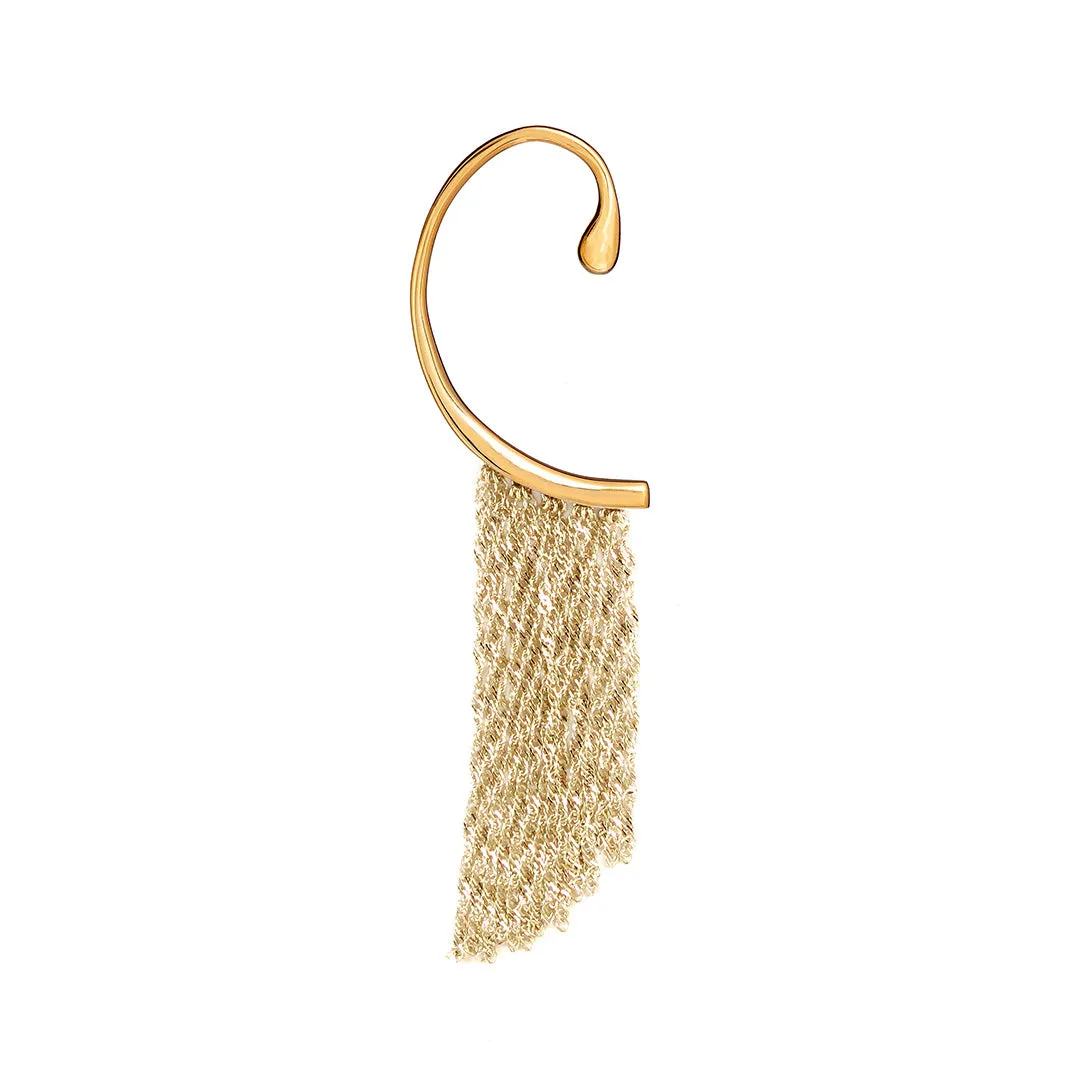 Adjustable Ear Cuff Sterling Silver with Dancing Chain I Jan Leslie