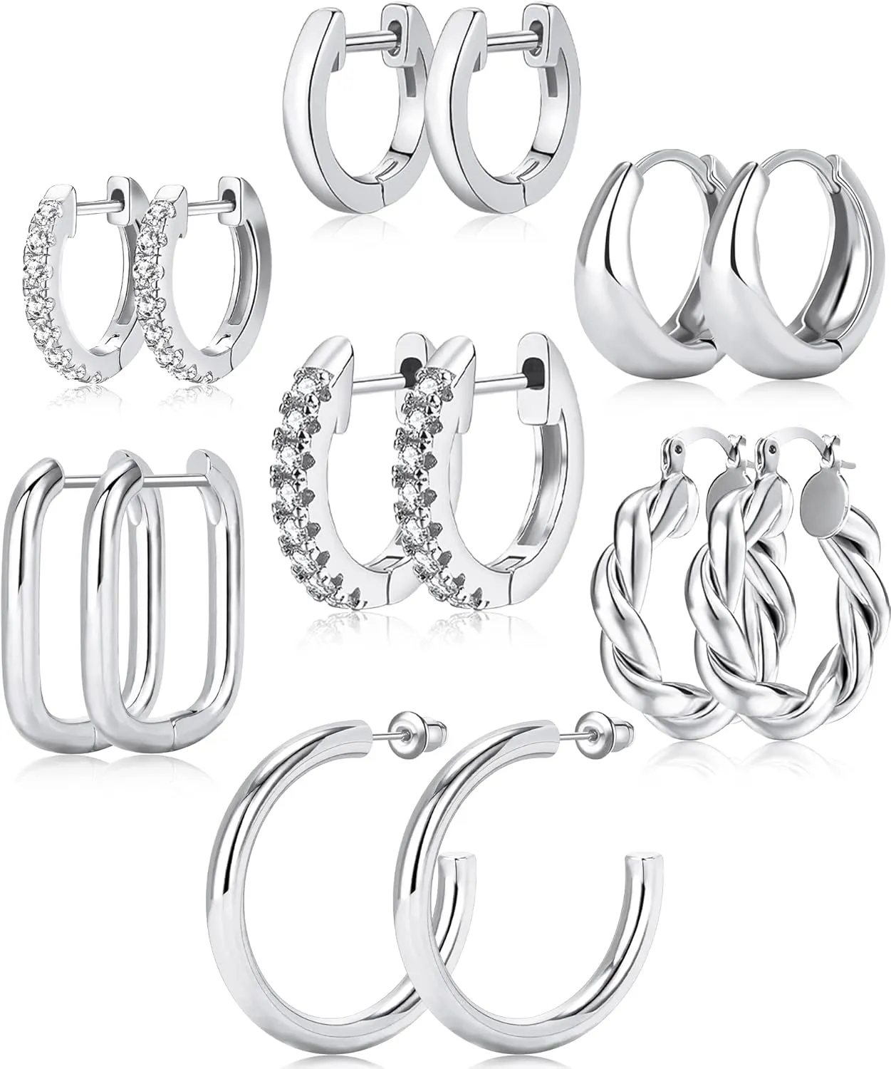 Adoyi 9 Pairs Gold Hoop Earrings Set for Womens Gold Twisted Huggie Hoops Earrings 14K 18K Gold Plated for Girls Gift Lightweight