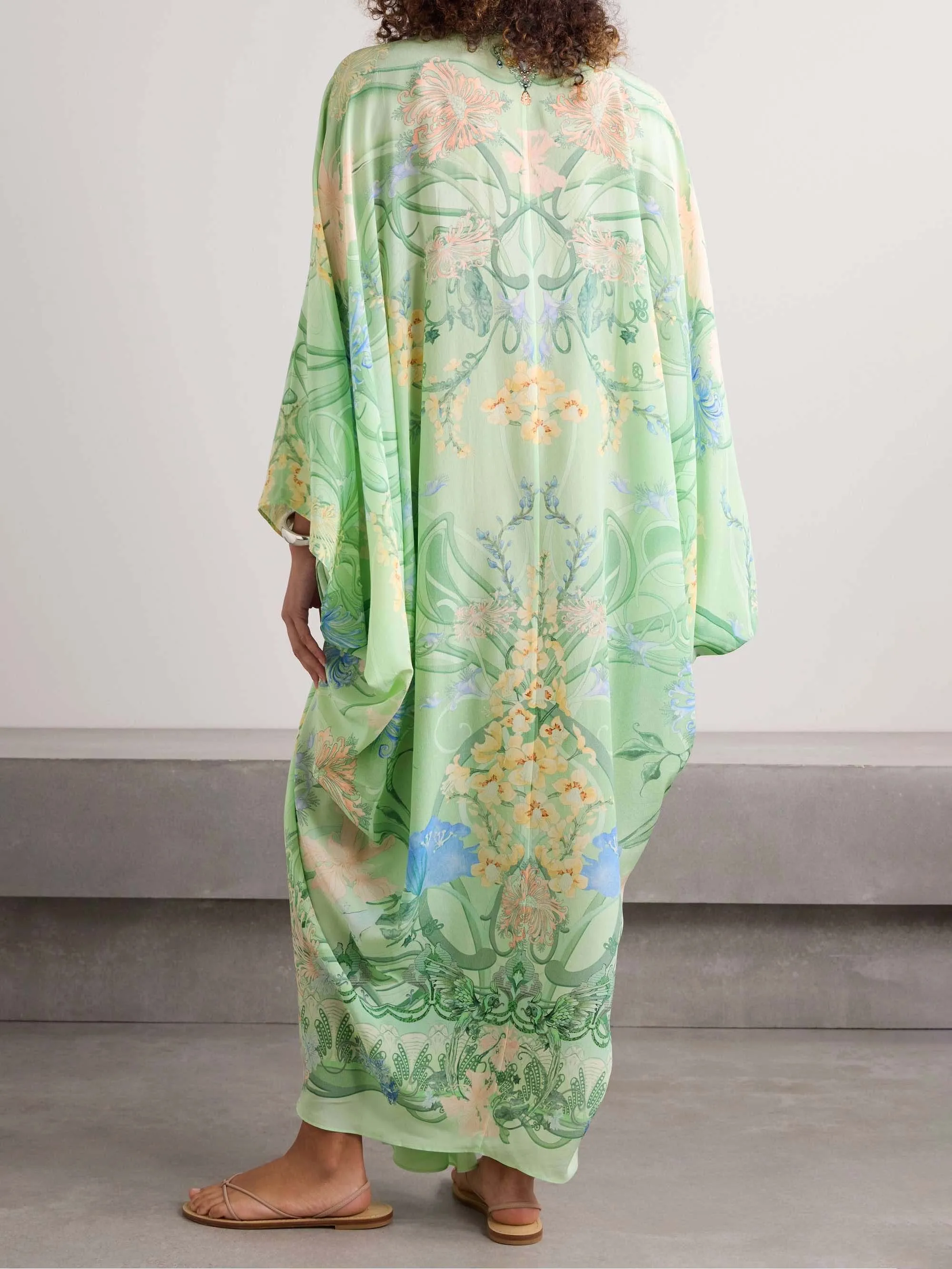 Agatha - Unique Floral Print V Neck Oversized Midi Dress