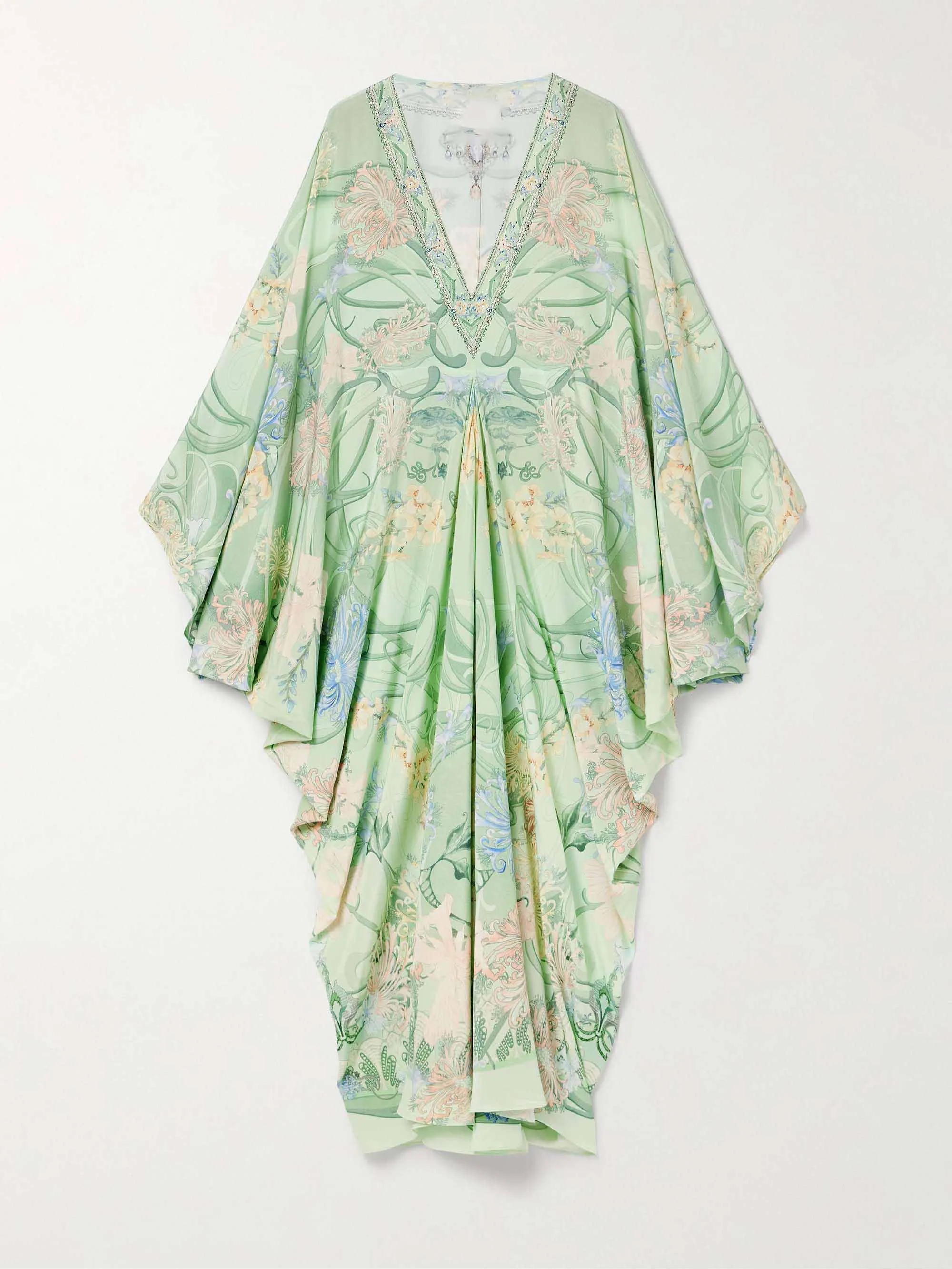 Agatha - Unique Floral Print V Neck Oversized Midi Dress
