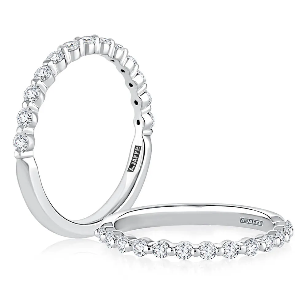 A.JAFFE Delicate Shared Single Prong Halfway Diamond Wedding Band WRRDK1243H/39