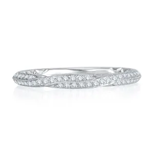 A.Jaffe Signature Delicate Twist Diamond Quilted Wedding Band MRS741Q/18