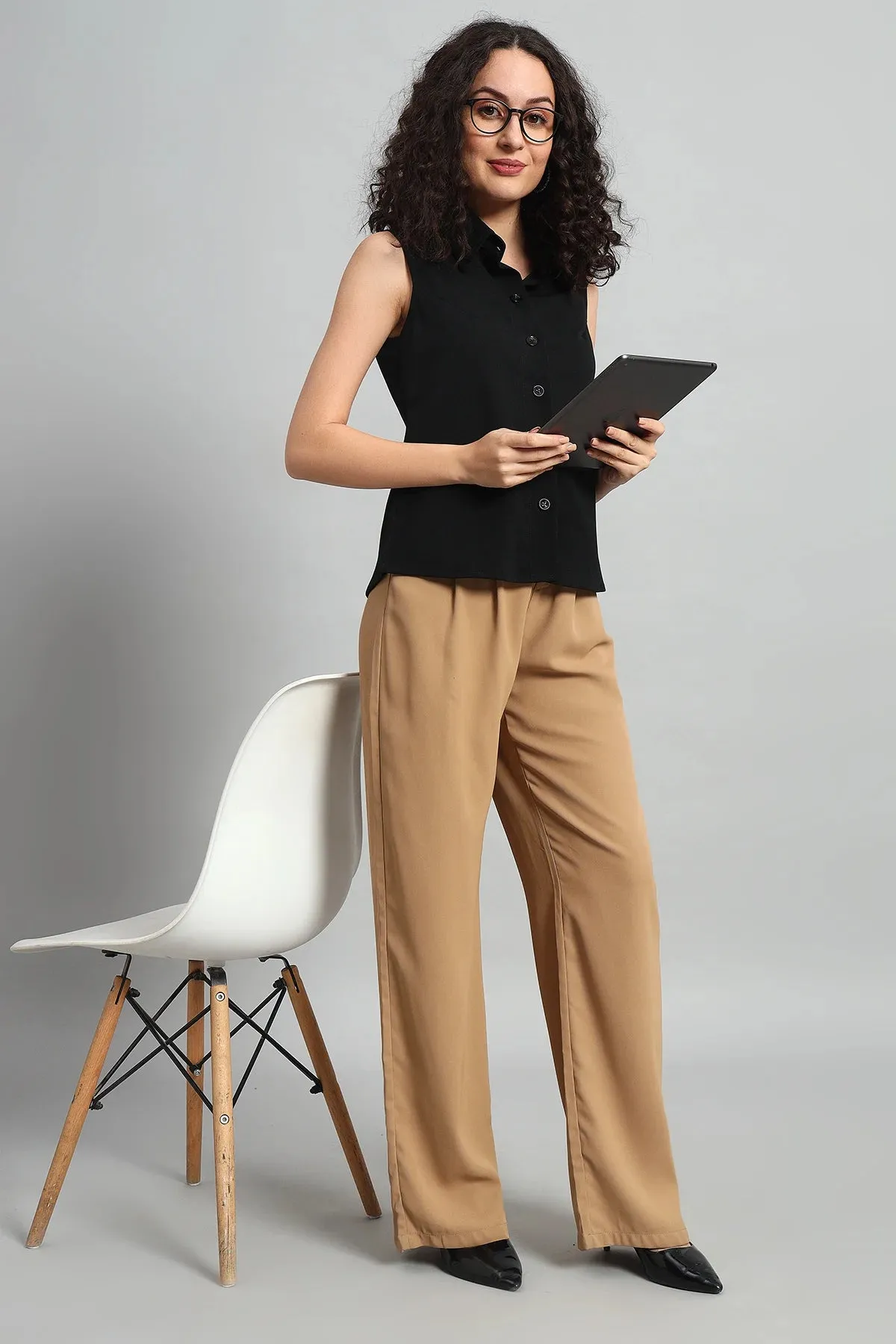 Allure A-Line Collar Top, Black