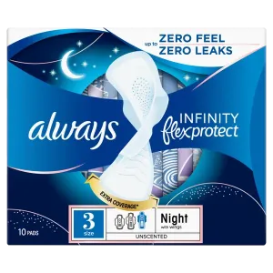 Always Infinity FlexProtect Night Size 3 Sanitary Towels with Wings - 10 Pads