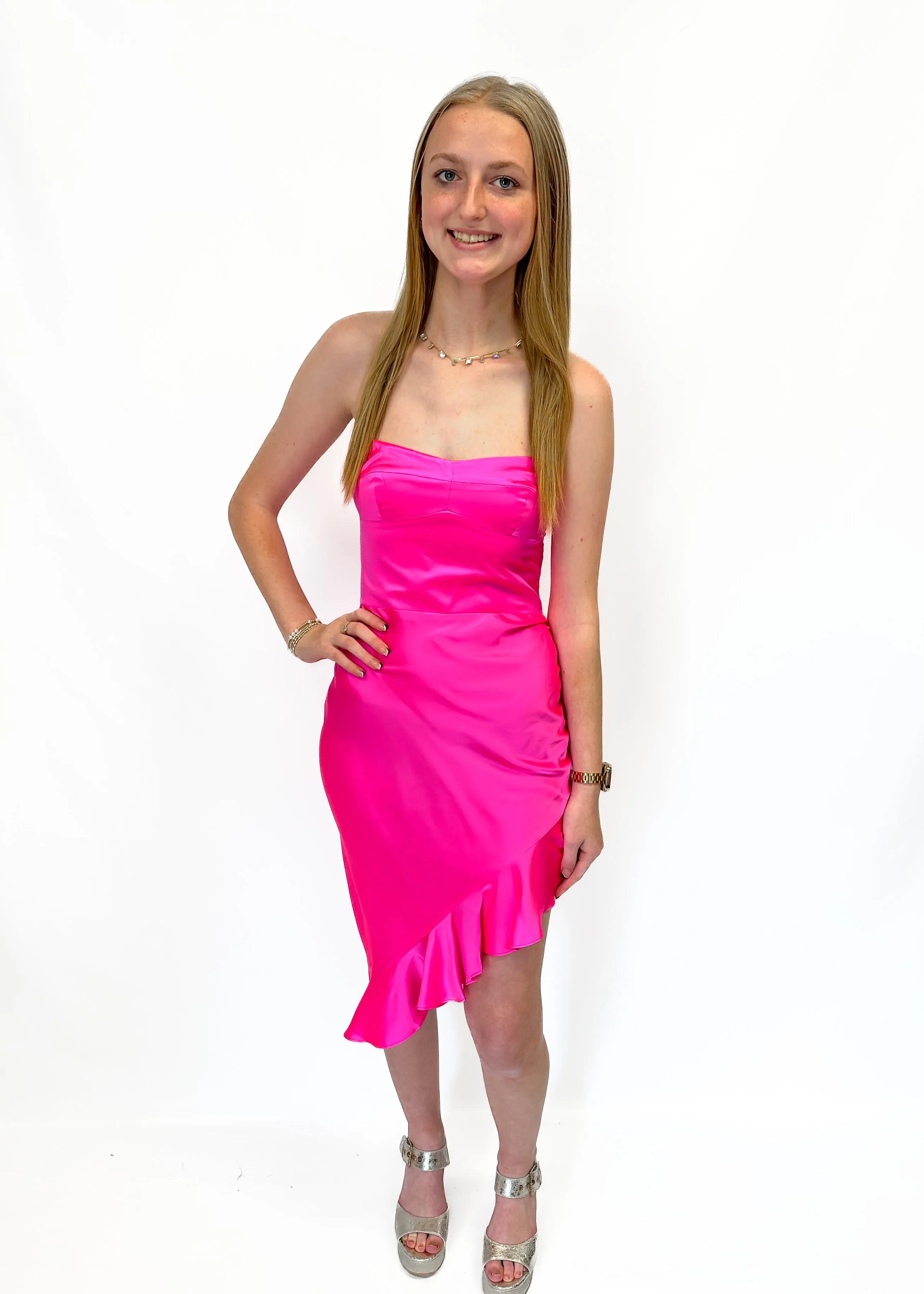 Amanda Uprichard Scarlett Silk Dress - Neon Pink