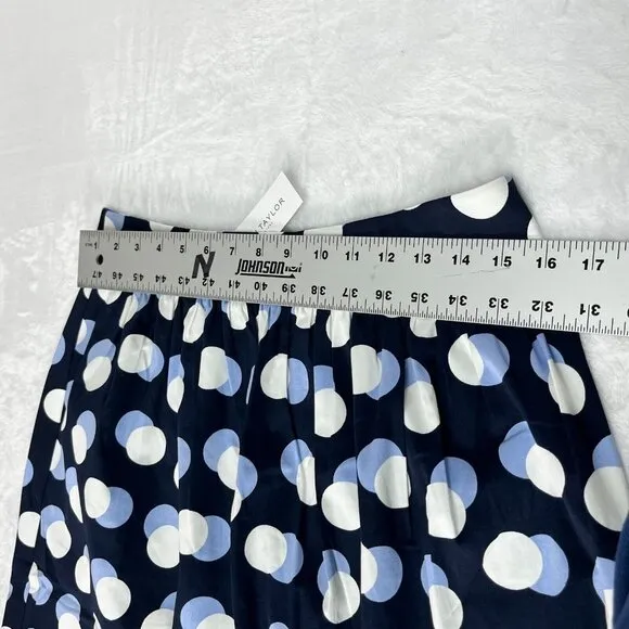 Ann Taylor Factory Womens Polka Dot Print Pleated A-Line Skirt Size 6 Navy New