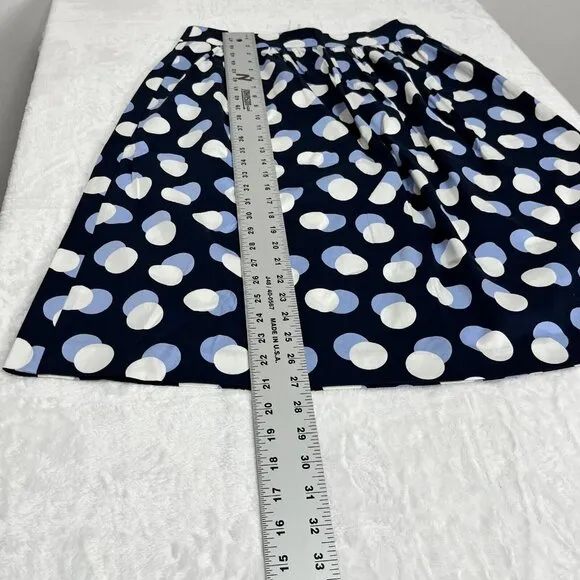 Ann Taylor Factory Womens Polka Dot Print Pleated A-Line Skirt Size 6 Navy New