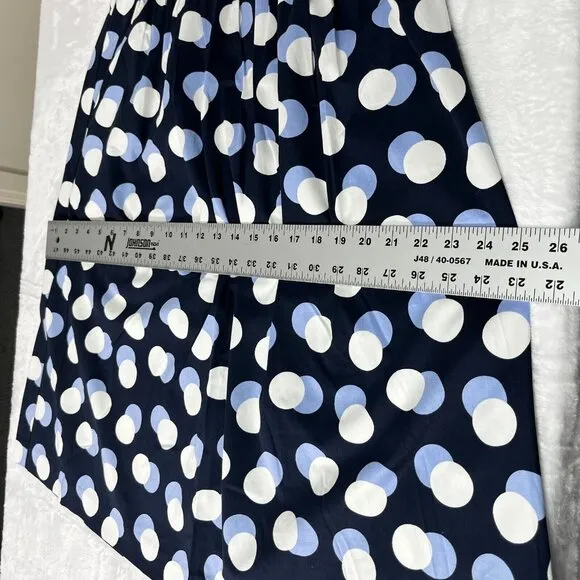 Ann Taylor Factory Womens Polka Dot Print Pleated A-Line Skirt Size 6 Navy New