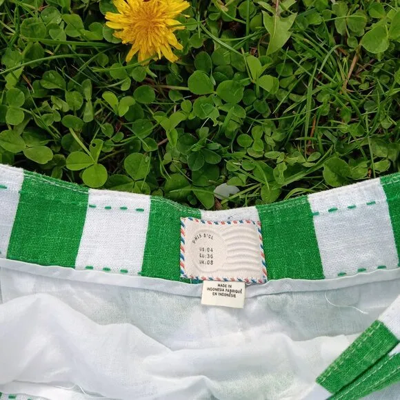 Anthropologie Retro Pocket Skirt Green Striped Size 4