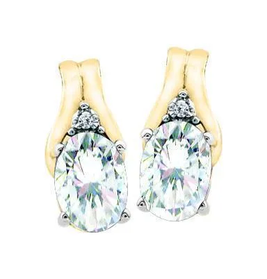 April Birthstone Earring with Diamond Accent set in 10k Yellow gold