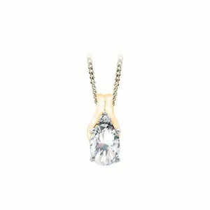 April Birthstone Pendant with Diamond Accent set in 10K Yellow gold
