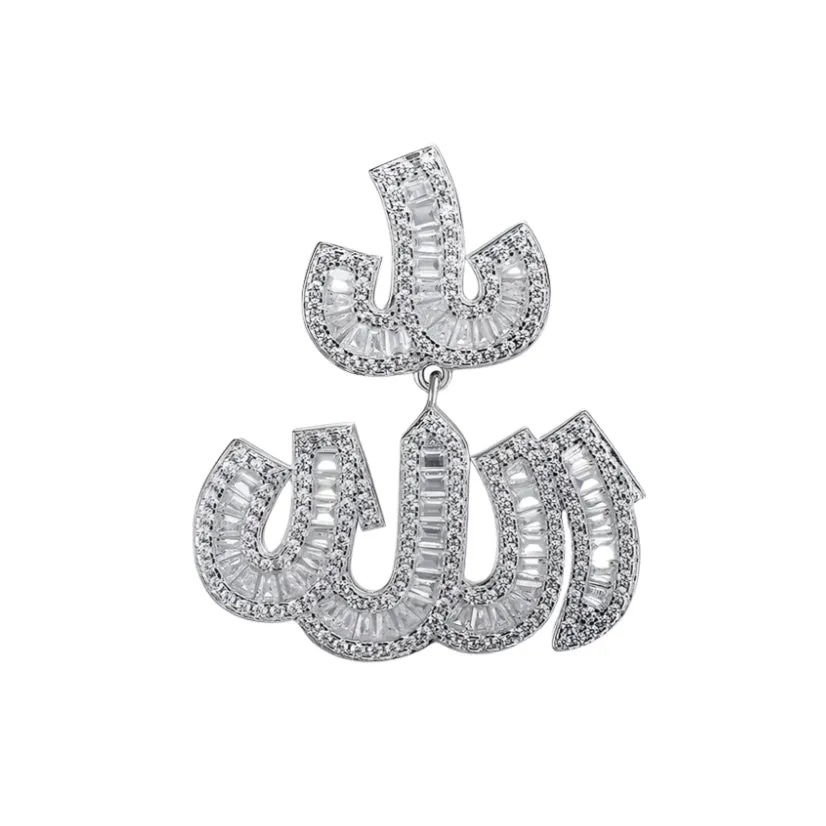 Arabic Allah Religious baguette Lab-Created Moissanite Pendant Charm - M4128919