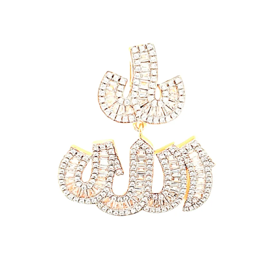 Arabic Allah Religious baguette Lab-Created Moissanite Pendant Charm - M4128919