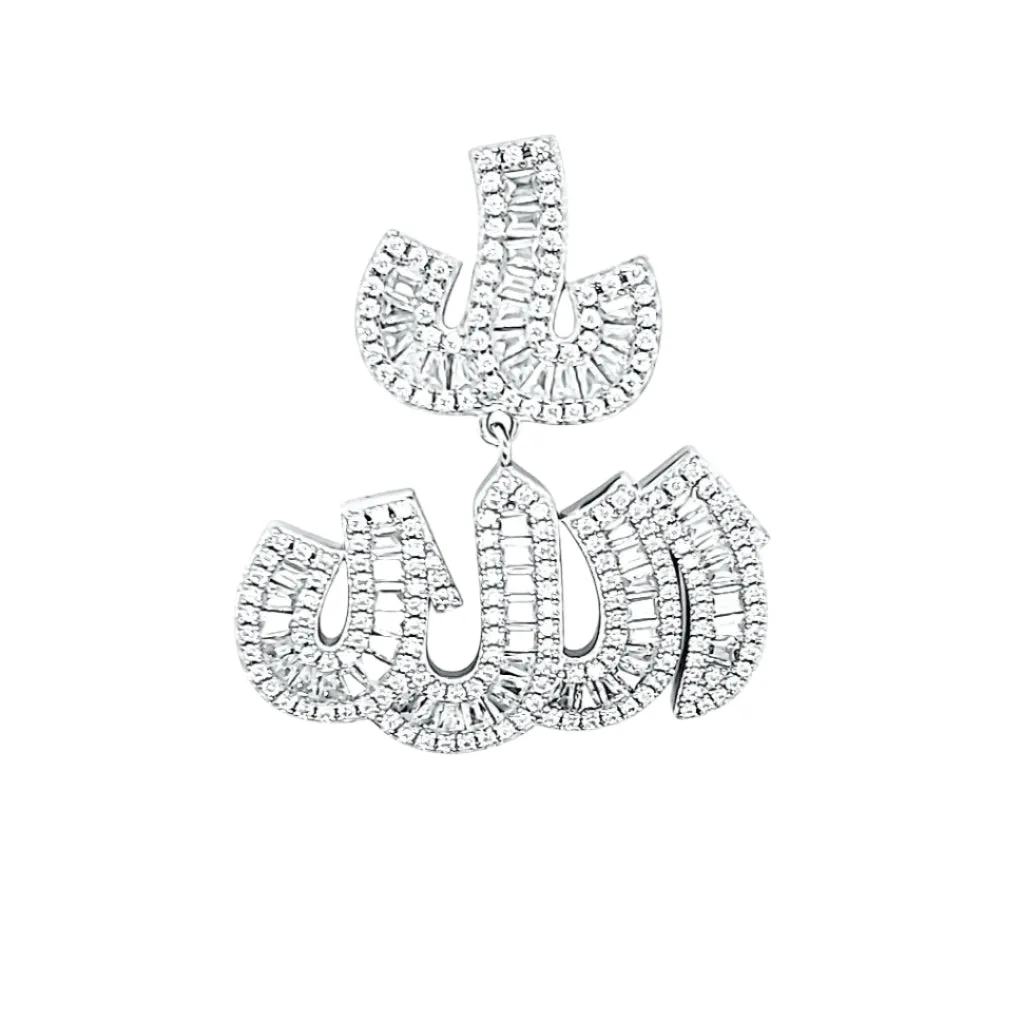 Arabic Allah Religious baguette Lab-Created Moissanite Pendant Charm - M4128919