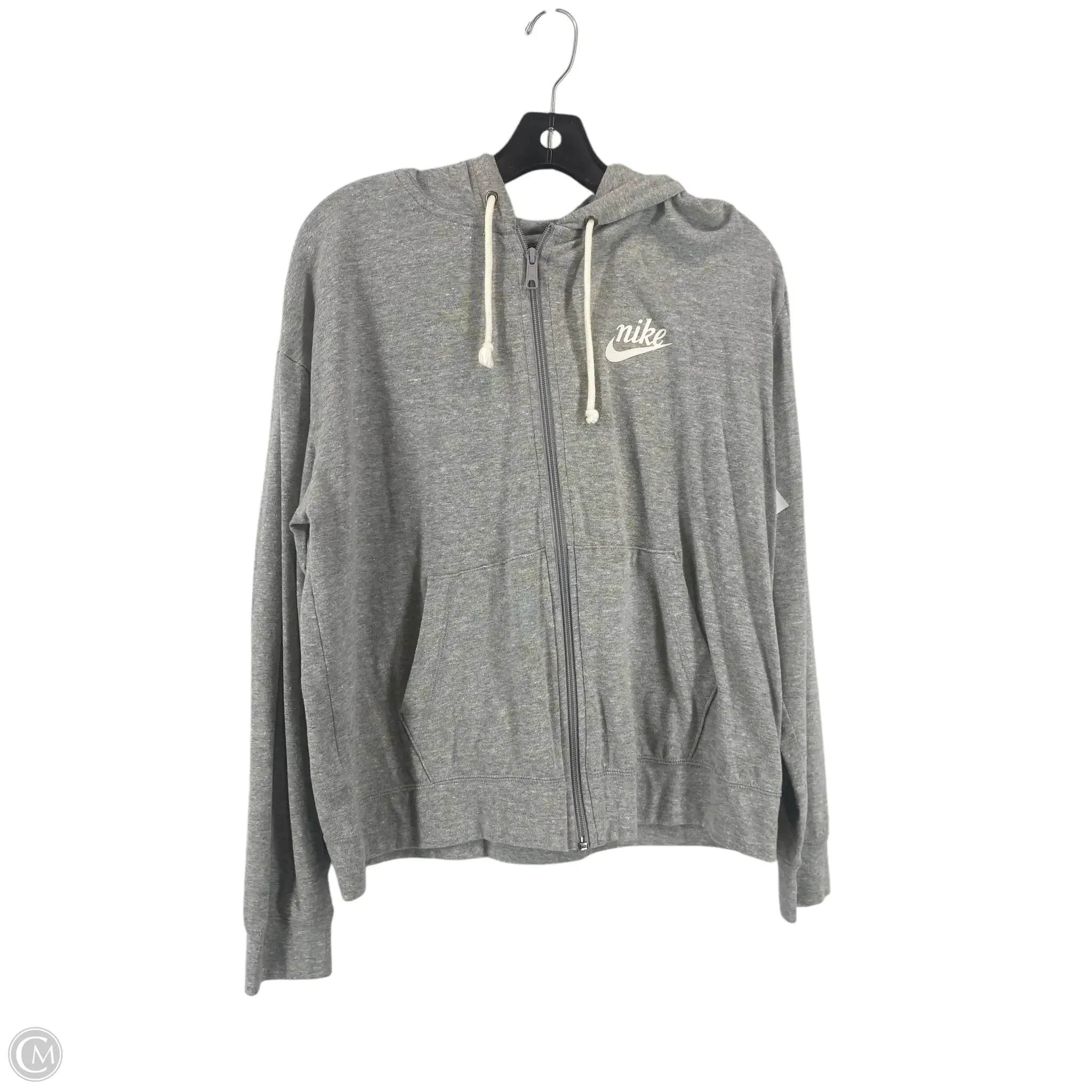 Athletic Jacket By Nike In Grey, Size: L