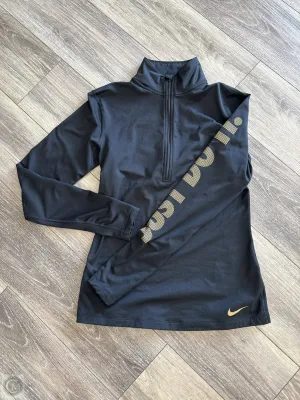 Athletic Top Long Sleeve Collar By Nike In Black, Size: L