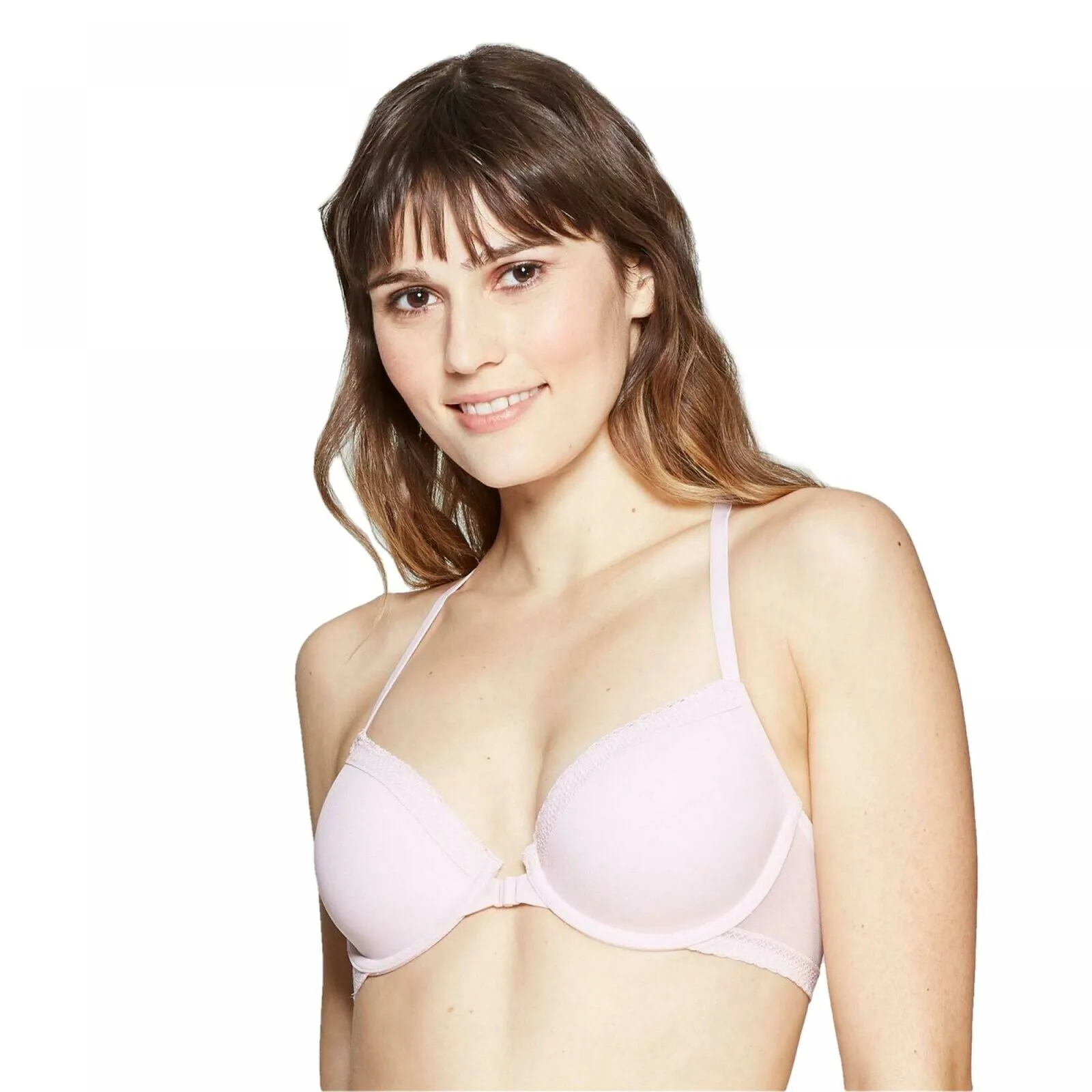 Auden Women's Ace Lightly Lined Lace Trim Demi Racerback Bra