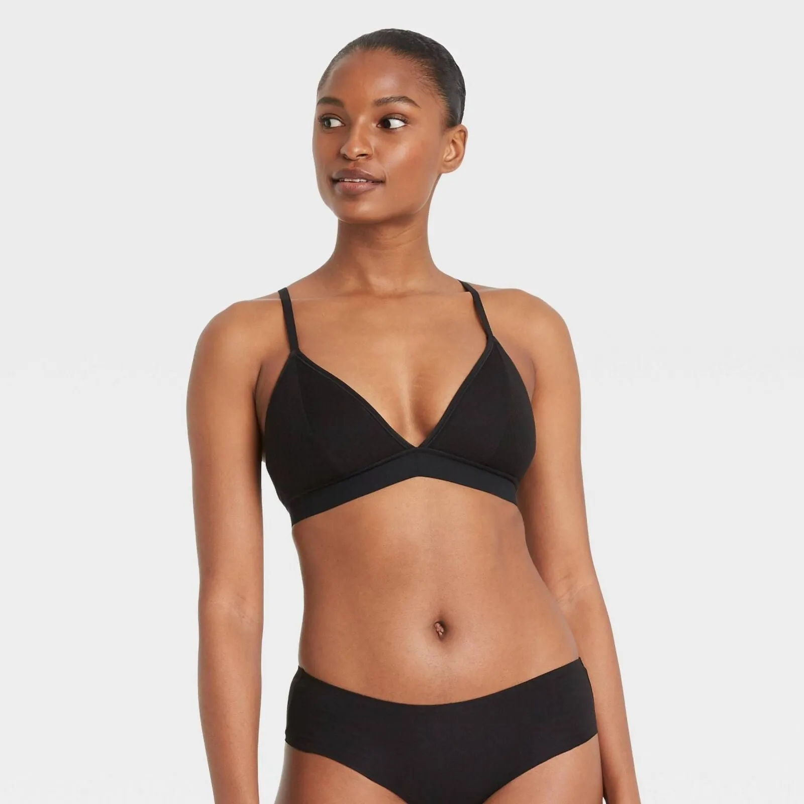 Auden Women's Ribbed Padded Bralette Black XL