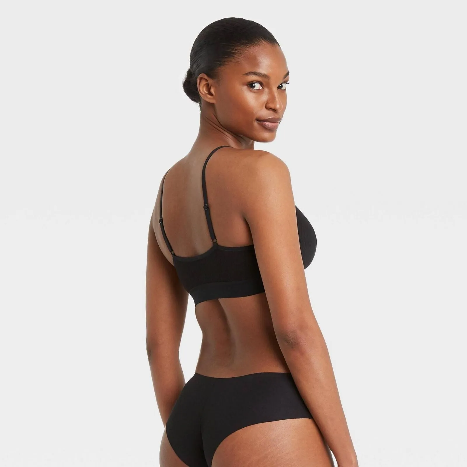 Auden Women's Ribbed Padded Bralette Black XL