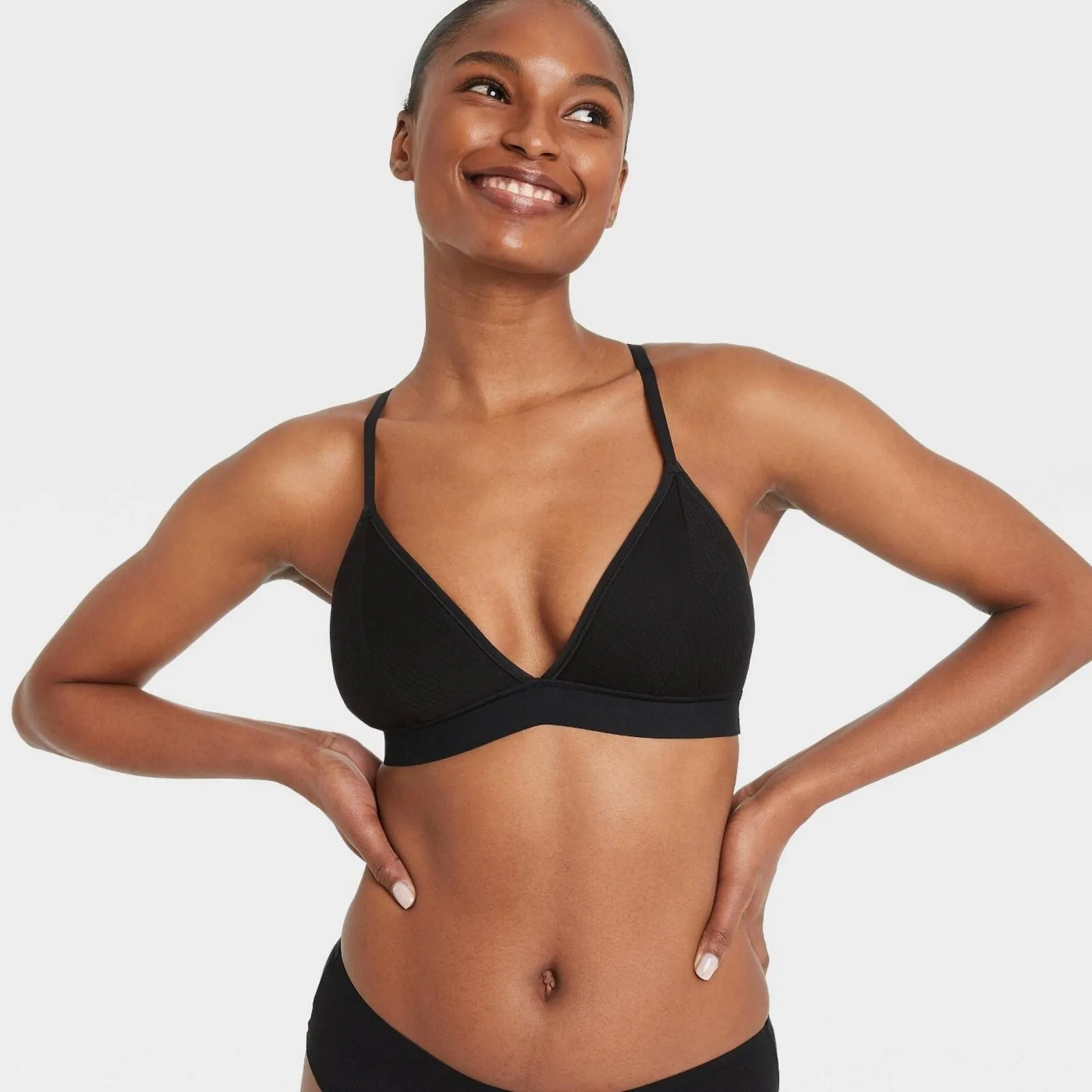 Auden Women's Ribbed Padded Bralette Black XL