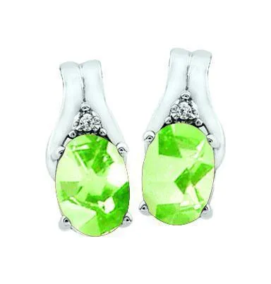 August Birthstone Earring with Diamond Accent set in 10K White Gold