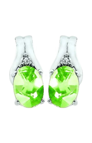 August Birthstone Earring with Diamond Accent set in 10K White Gold